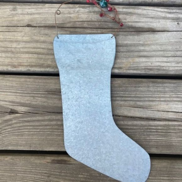 HAND PAINTED CHRISTMAS STOCKING METAL DECOR WALL ART - Picture 2 of 4